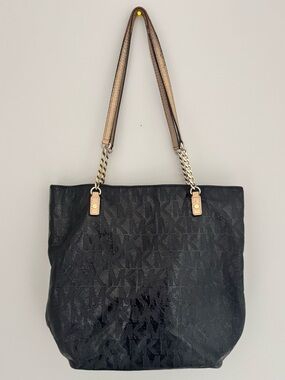 Michael Kors Black Tote Bag with Chain Straps
